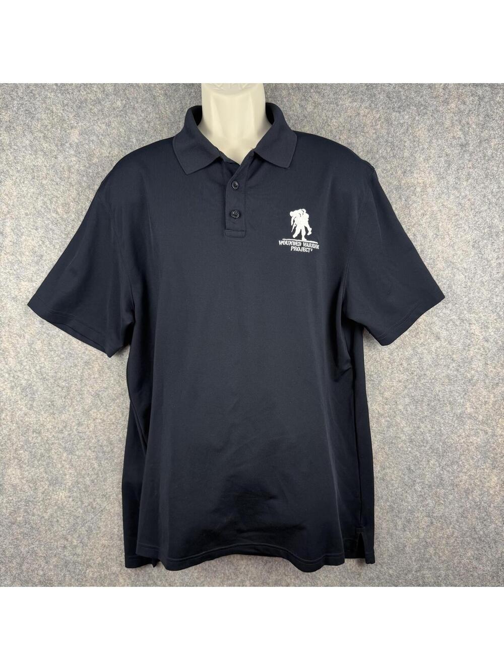 Under Armour Wounded Warrior Project Polo Shirt Black White Men Size XL 517
